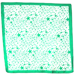 Carré de soie foulard  vert imprimé étoiles 85 x 85 cm
