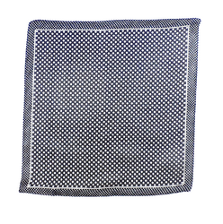 Carré de soie foulard mini fond noir imprimé pois blanc 50 x 50 cm