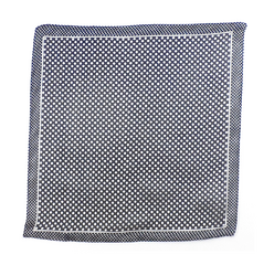 Carré de soie foulard mini fond noir imprimé pois blanc 50 x 50 cm
