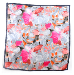 Carré de soie foulard gris modèle printemps 85 x 85 cm