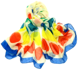 Chèche écru imprimé pois multicolores