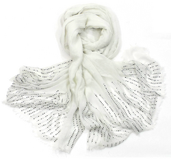 Chèche blanc grisé avec strass et clous