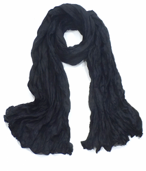 Chèche noir en coton froissé