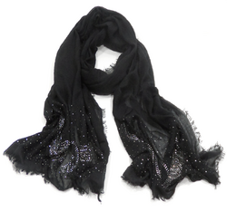 Chèche écharpe noir ailes d'anges en strass et clous