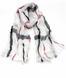Chèche tissage tartan blanc