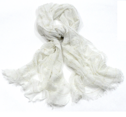 Chèche écharpe blanc grisé avec fines rayures or