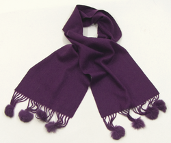 Echarpe violet en laine et fourrure