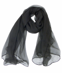 Echarpe soie mousseline noire
