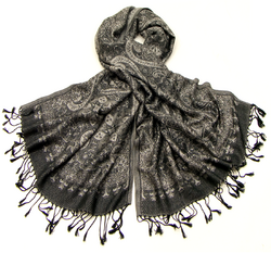Etole tissée noir motifs baroques