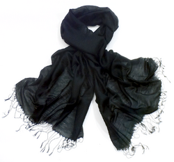 Etole écharpe chèche noir 30% soie et viscose