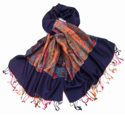 Etole prune tissée bande multicolore