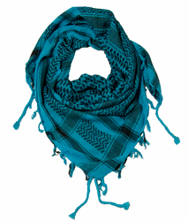 Keffieh turquoise tissage traditionnel noir