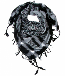 Keffieh traditionnel noir tissage blanc