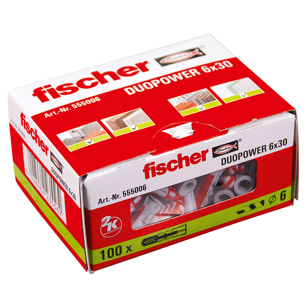Cheville bi-matières Duopower Fischer 6x30 Réf.555006