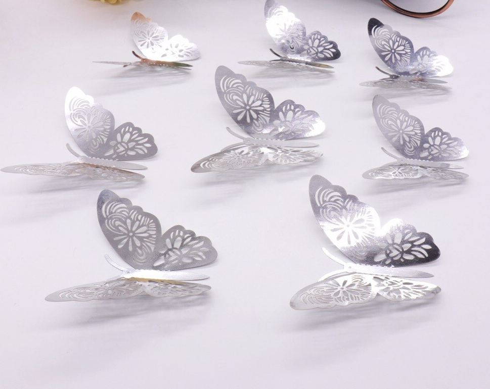 12-pi-ces-d-or-3D-autcollants-muraux-Papillons-Papillons-Creux-bricolage-poster-de-d-coration