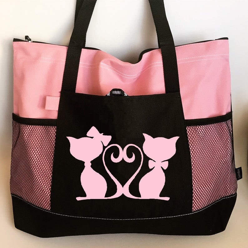 deux chats enlacés sac motif thermocollant