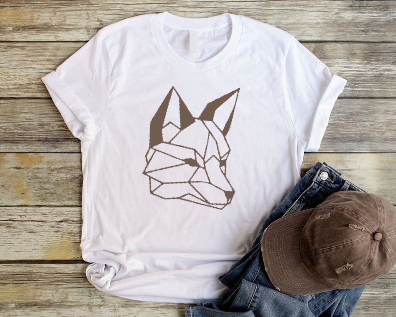 jolie tête renard géométrique t-shirt motif thermocollant