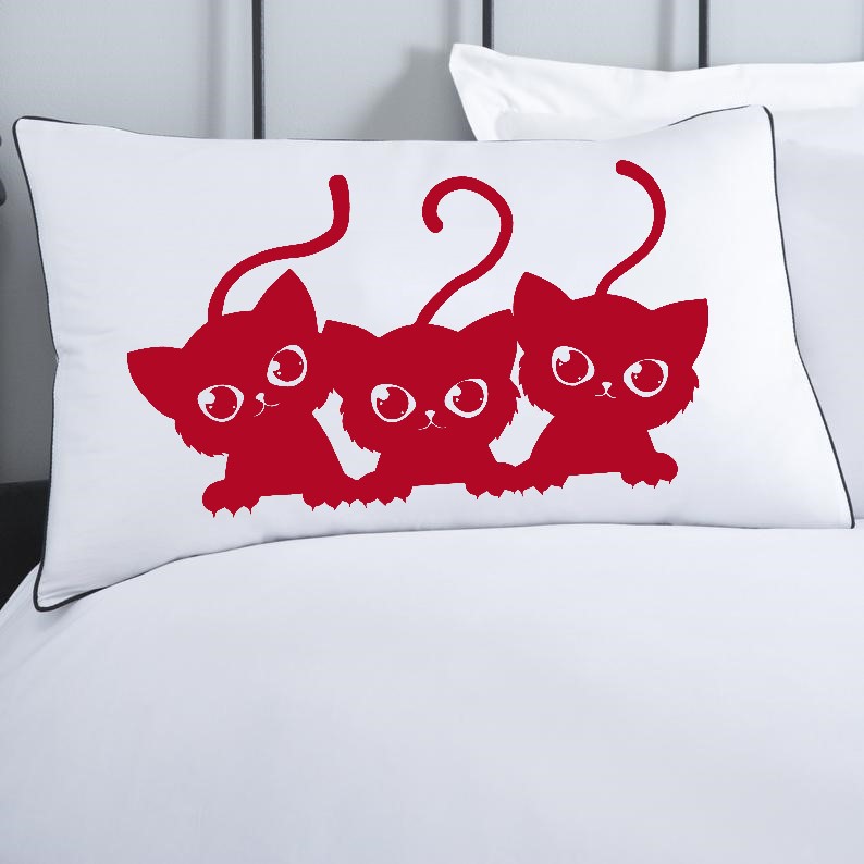 3 chatons motif thermocollant oreiller