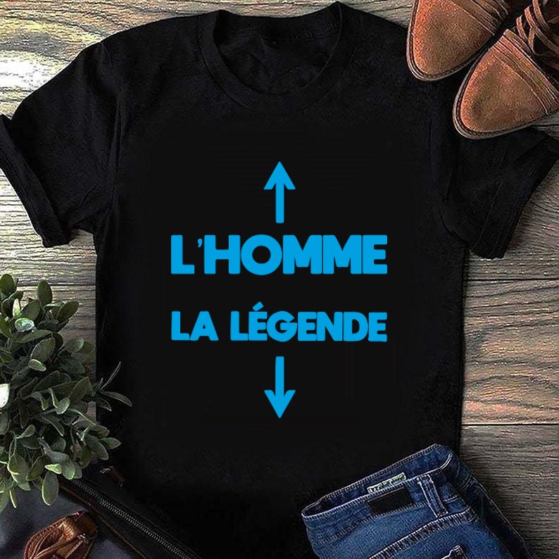 homme légende motif thermocollant t-shirt noir