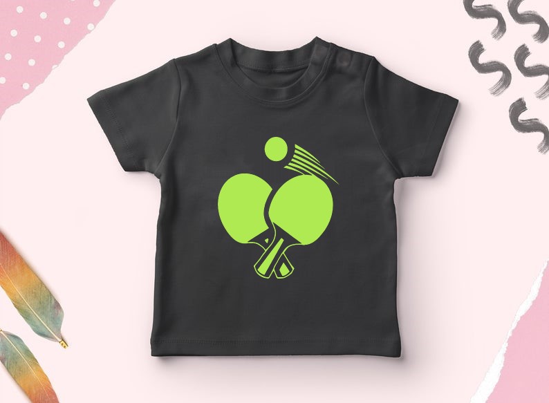 raquettes tennis de table motif thermocollant t-shirt enfant