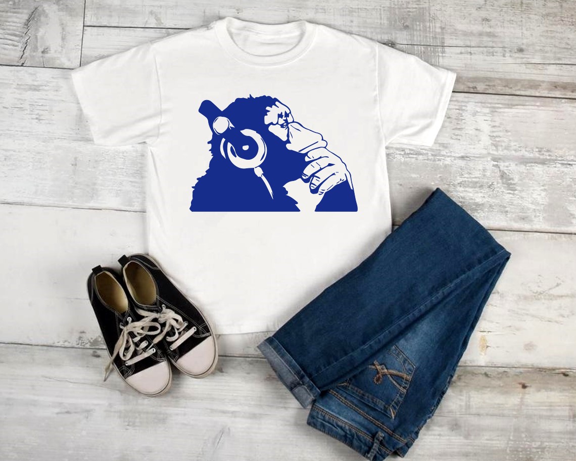 singe casque pense motif thermocollant t-shirt homme