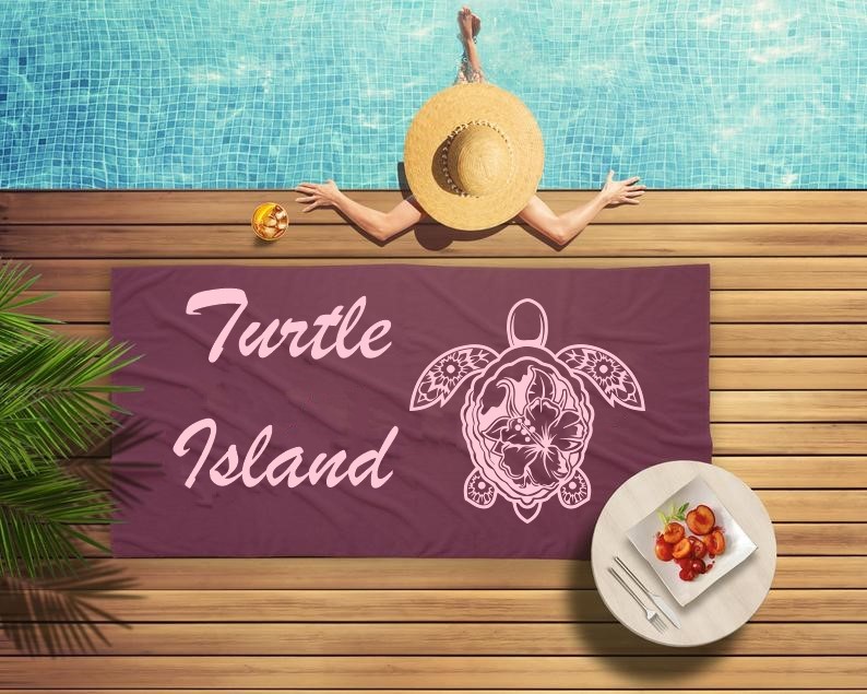 tortue fleurs motif thermocollant serviette plage