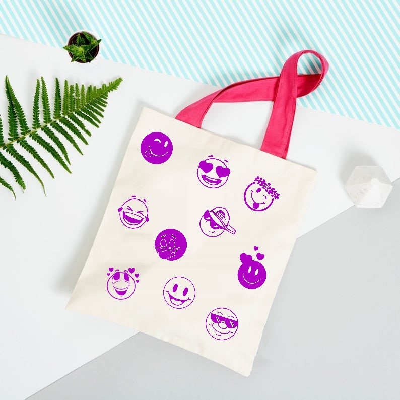 lot emojis motif thermocollant sac shopping
