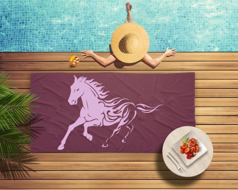 cheval au galop motif thermocollant serviette plage