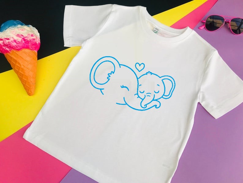 Coeur Eléphants Motif Thermocollant t-shirt enfant