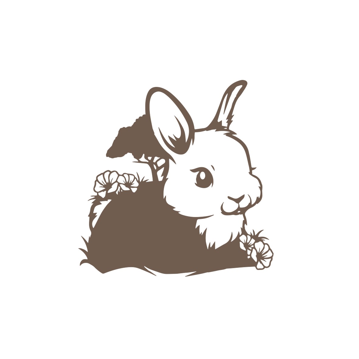 lapin fleurs motif thermocollant