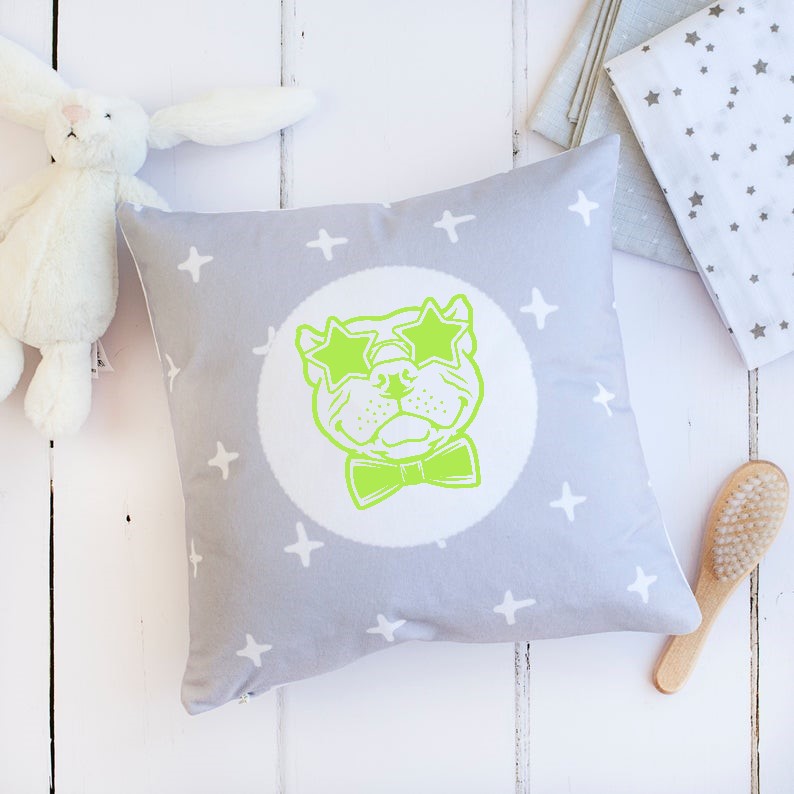 chien star motif thermocollant coussin