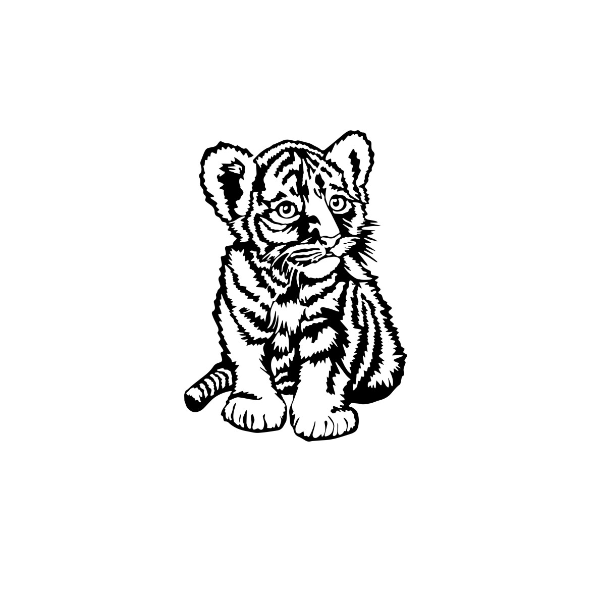 bébé tigre assis motif thermocollant