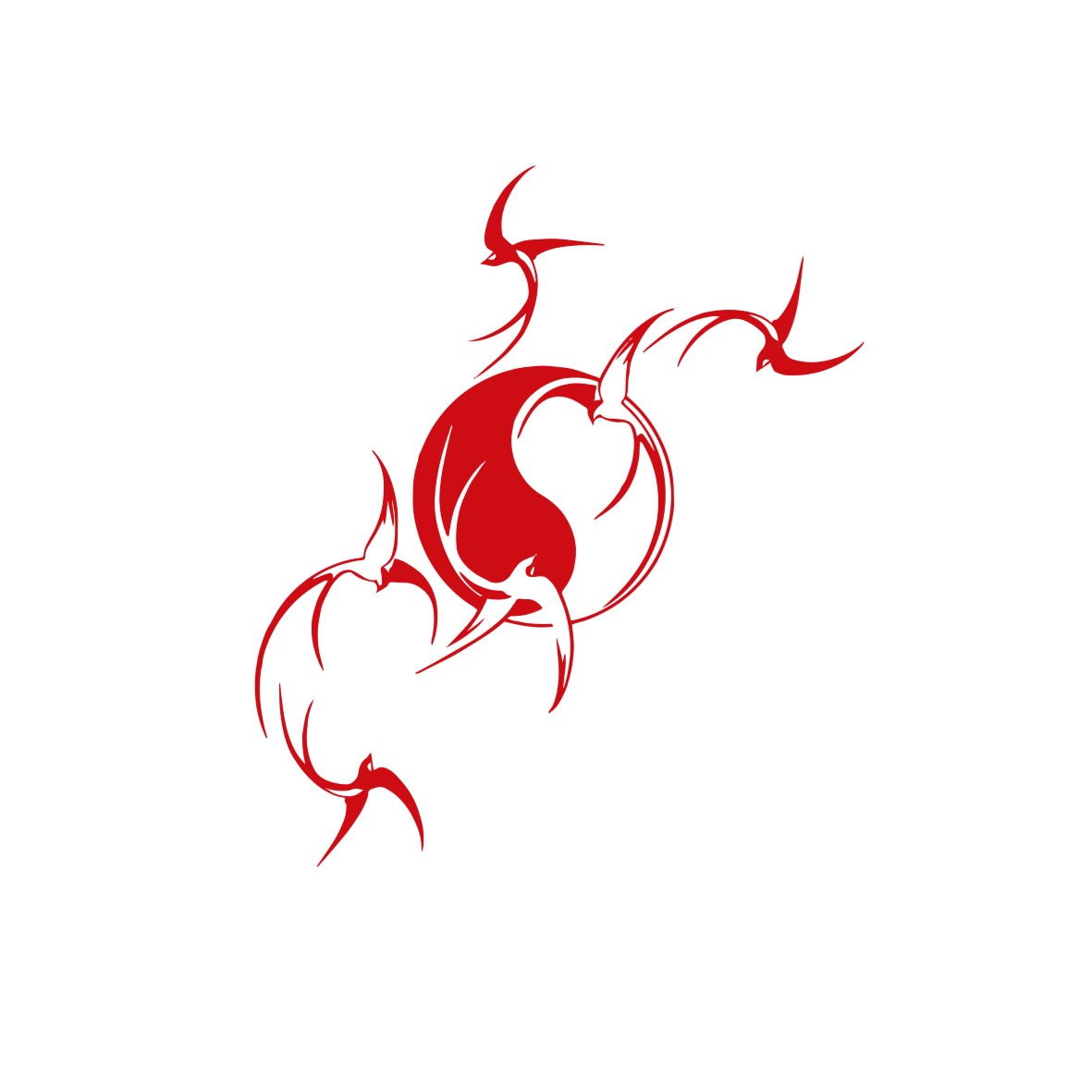 oiseaux ying yang motif thermocollant