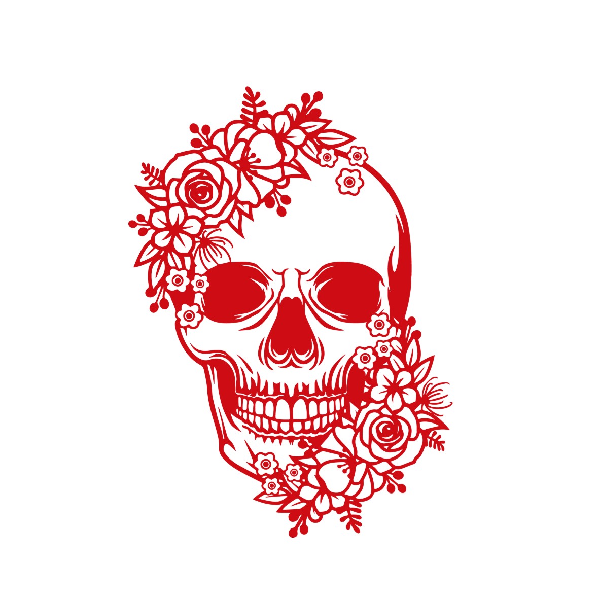 crâne fleurs motif themrocollant