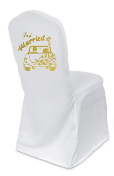 just married voiture fleurs motif thermocollant chaise mariage