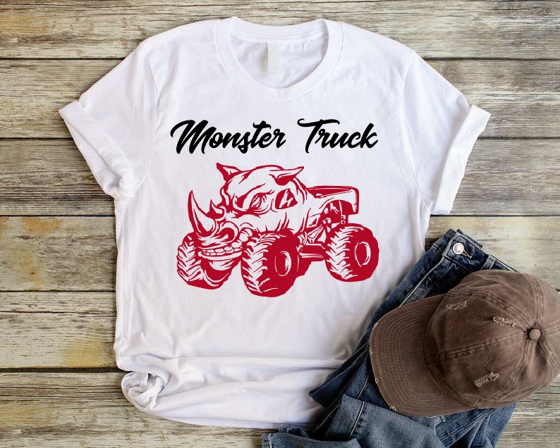 monster truck motif thermocollant t-shirt homme