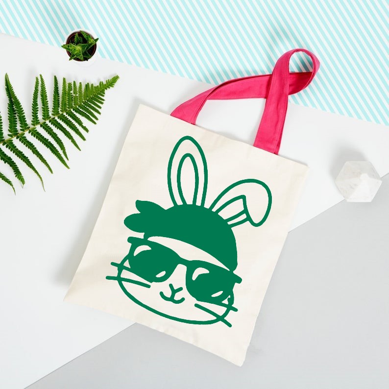 lapin lunettes motif thermocollant sac