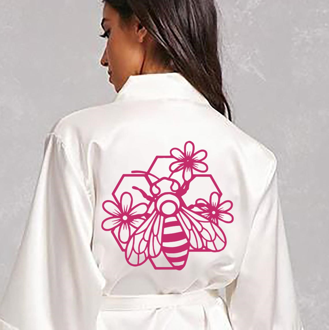 abeille fleurs motif thermocollant peignoir