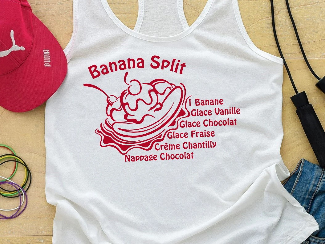 recette banana split motif thermocollant tee shirt - Copie