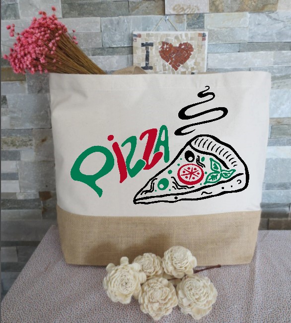 pizza motif thermocollant sac