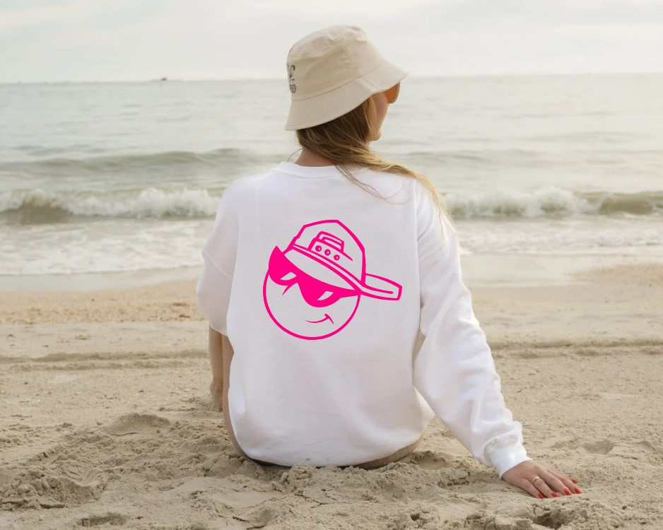Emoji casquette motif thermocollant pull femme plage