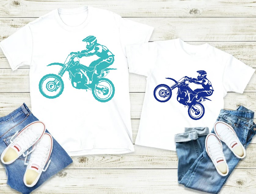 moto cross motif thermocollant tee shirts