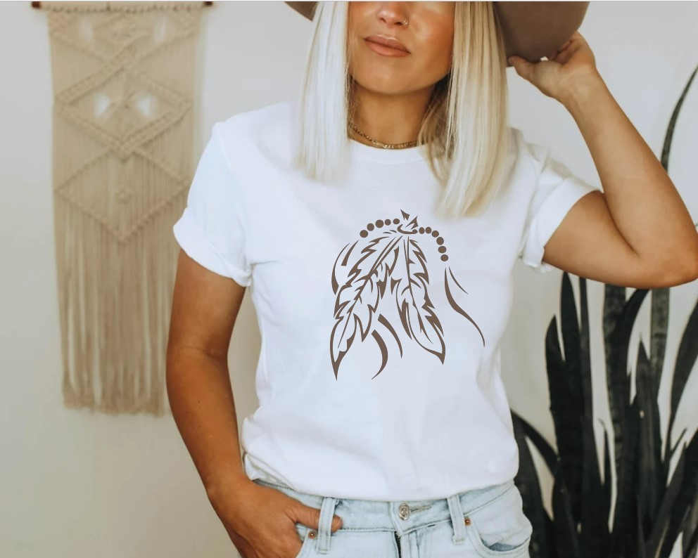 plumes perles collection tatau t-shirt femme
