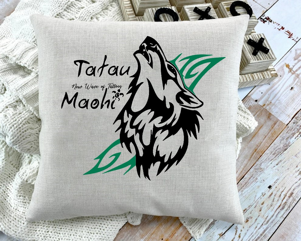 loup flammes collection tatau maohi coussin