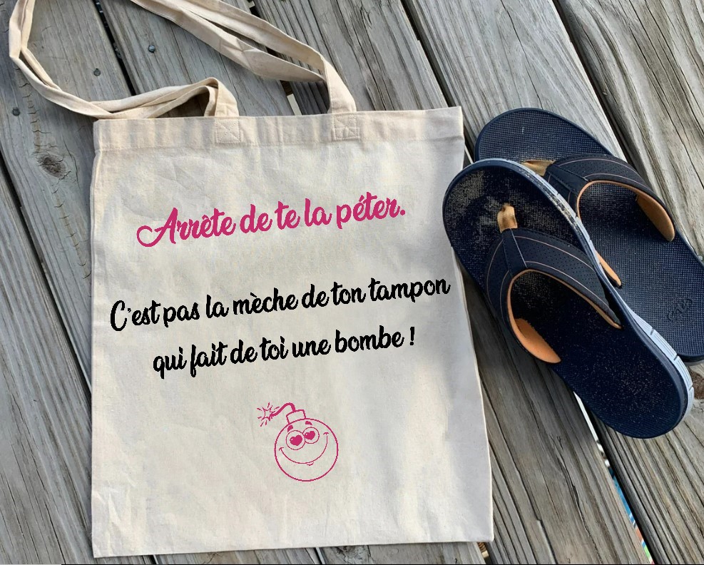 Arrête de te la péter Motif Thermocollant sac shopping