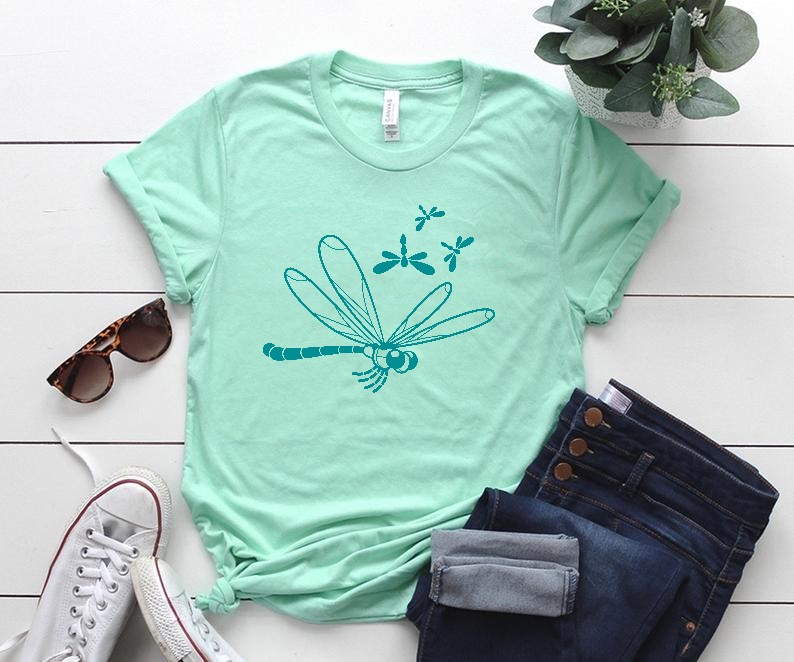 libellules motif thermocollant t-shirt femme