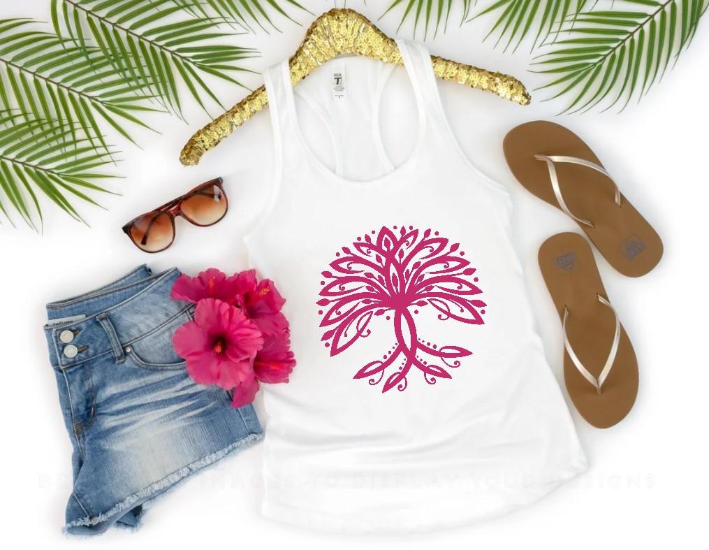 arbre de vie stylisé motif thermocollant t-shirt femme