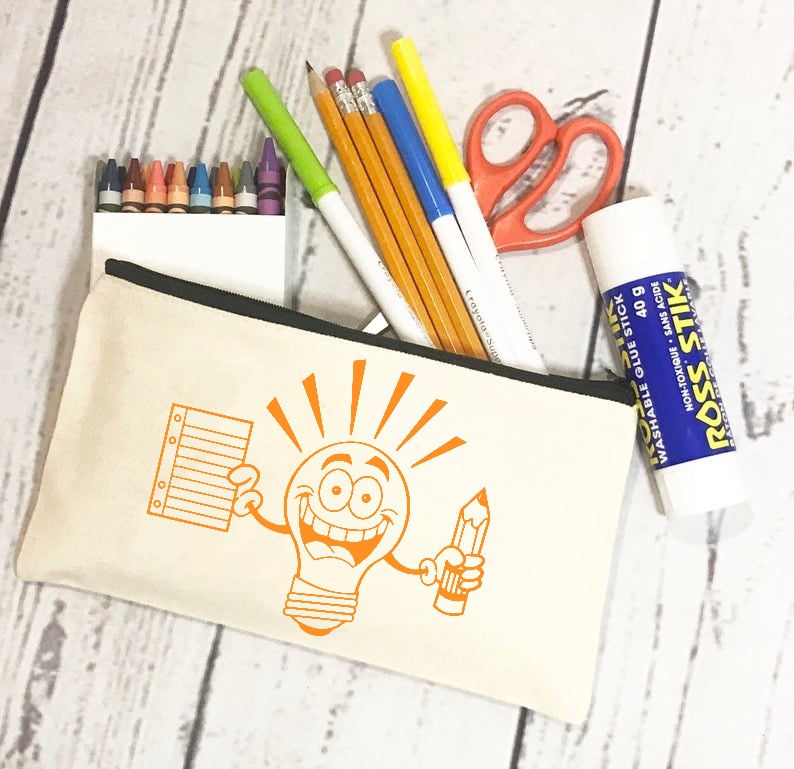 Ampoule Papier Crayon Motif Thermocollant trousse Ecole