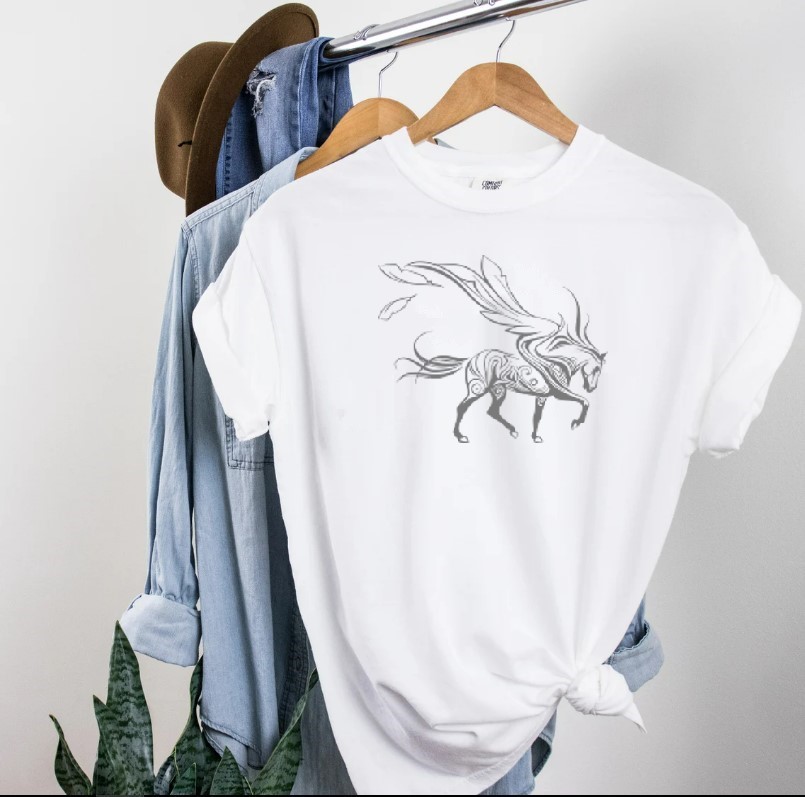 pégase plumes motif thermocollant t-shirt