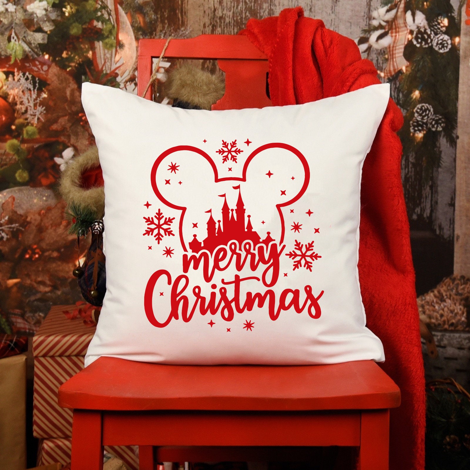 Merry christmas motif thermocollant coussin